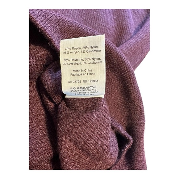 Community With Cashmere Sweater Ribbed Long Sleeves Burgundy Pullover - Size XS - Picture 8 of 12